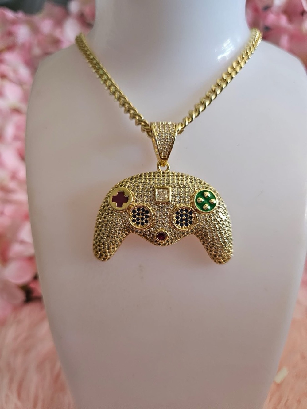 Gold Game Controller Pendant Necklace - Gold Color